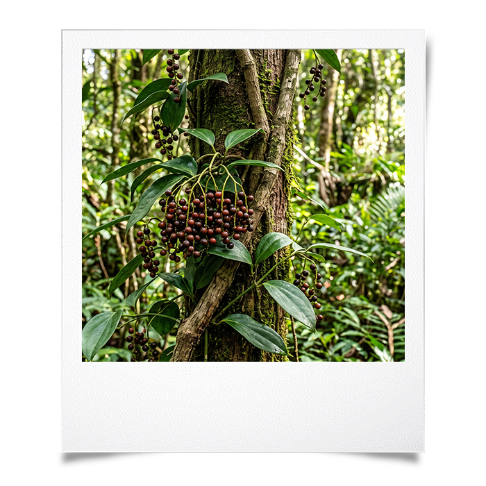 Liane de poivre sauvage de Madagascar Voatsiperifery récoltée en forêt tropicale