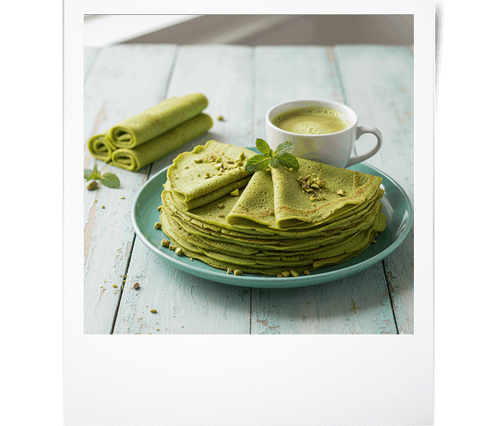 Crêpes au thé Matcha