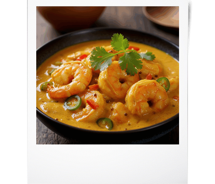 Crevettes au curry et lait de coco